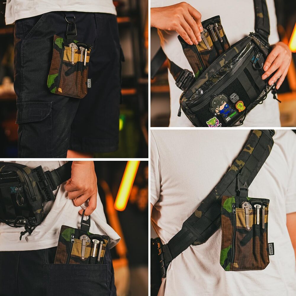 9992 PC1 Nylon Card Holder Green & UP1 Hand-Stitched EDC Pocket Patch Camo - Picture 6 of 9